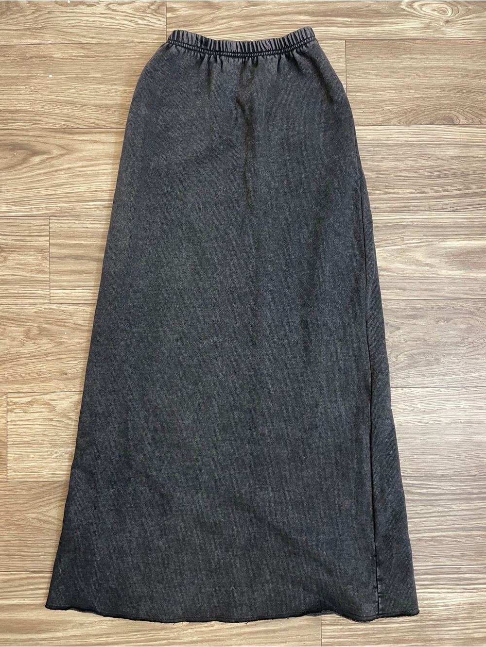 NEW Zara 100% Cotton Dark Charcoal Gray Sweater Midi Skirt - Picture 2 of 9